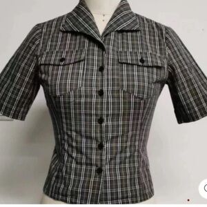 Plaid Button-Down Shirt for Women